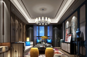 新中式客厅家装3D模型设计