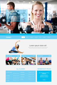 浅蓝色运动健身房网站模板