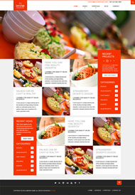 红色扁平HTML5美食模板