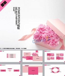 粉色康乃馨PPT模板下载