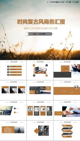 时尚素雅复古风商务汇报ppt模板