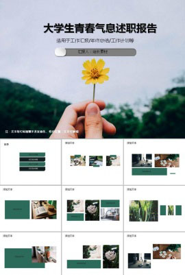 大学生青春气息述职报告ppt模板