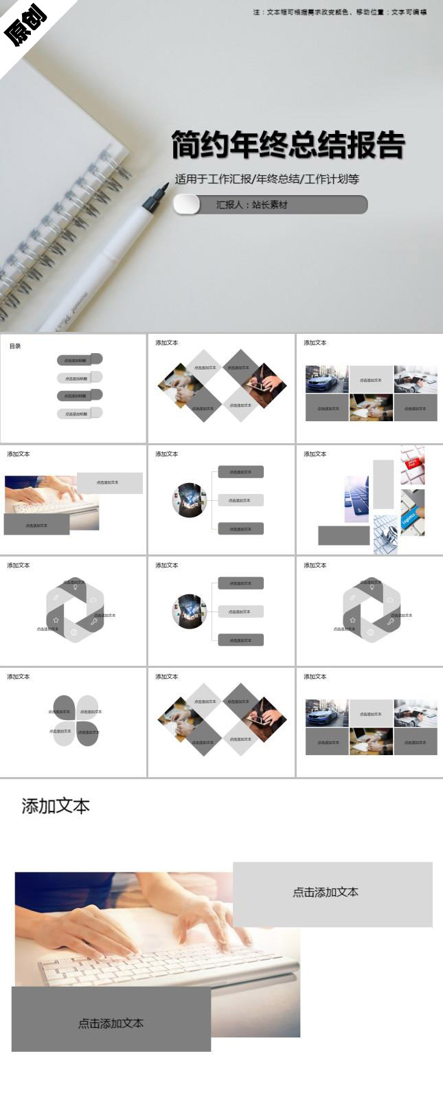 简约年终总结报告PPT模板