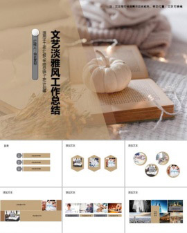 文艺淡雅风工作总结PPT模板