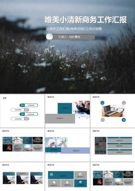 唯美小清新商务工作汇报通用PPT模板