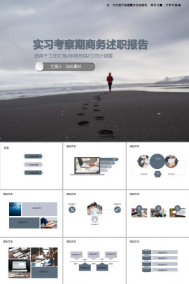 实习考察期商务述职报告PPT模板