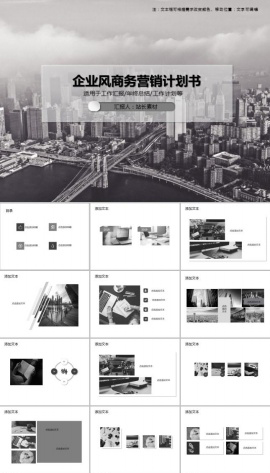 企业风商务营销计划书PPT模板