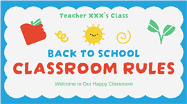 可爱卡通手绘风开学第一课班规介绍ppt模板