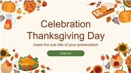 秋季暖色插画风感恩节活动ppt模板