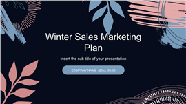 蓝粉抽象涂鸦风冬季营销计划ppt模板