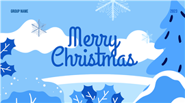 冷色调蓝色扁平圣诞节派对策划ppt模板