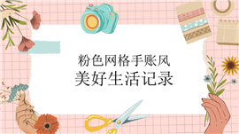 粉色网格手账风美好生活记录PPT模板
