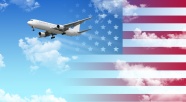 飞往美国的航空飞机图片