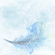 蓝色水彩羽毛图片