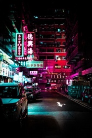 香港街道夜景图片