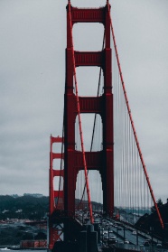 红色钢架大桥图片