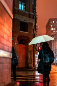 下雨撑伞美女背影图片