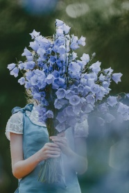 蓝色唯美鲜花花束图片