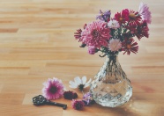 花瓶菊花插花图片