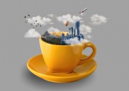 另类咖啡杯城市图片