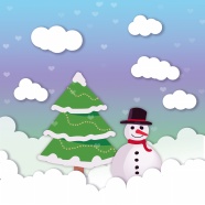 冬季圣诞树雪人卡通图片
