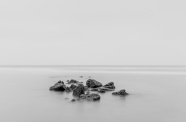 黑白海岸礁石图片