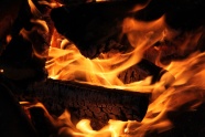木柴燃烧火焰取暖图片