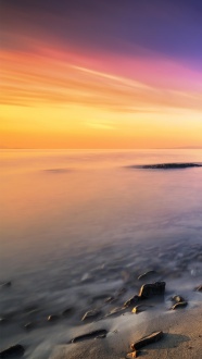 唯美浪漫海岸黄昏美景图片