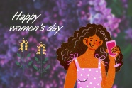 妇女节快乐英文插画图片