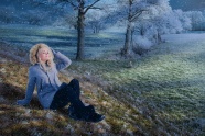 欧美冬日油画美女风景图片