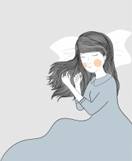 插画风女孩睡觉图片