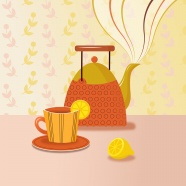 茶壶茶杯卡通插画图片