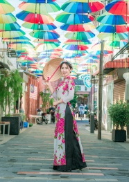 街拍越南奥黛旗袍美女图片