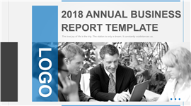 欧美风简约商务汇报年终总结PPT模板