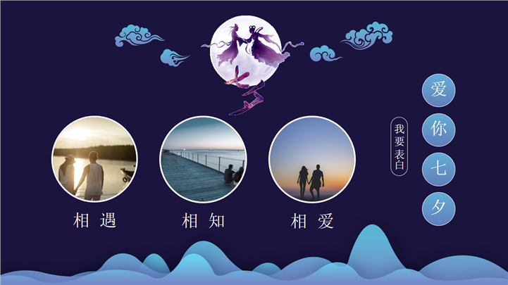 七夕情人节婚礼主题相册PPT模板