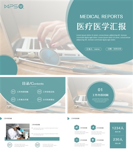 绿色医疗医学工作汇报ppt模板