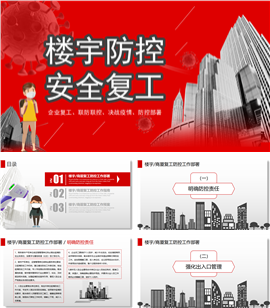 红色简约楼宇防控安全复工ppt模板
