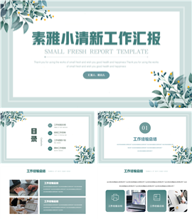 素雅简洁工作总结汇报PPT模板