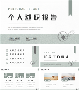 绿色个人述职报告汇报ppt模板