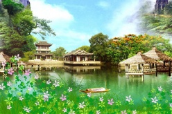 山上风景画PSD素材下载