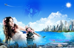 美人鱼婚纱照PSD素材