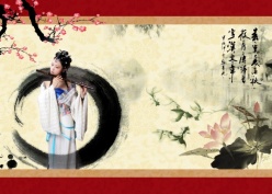 中国风古典美女PSD水墨背景