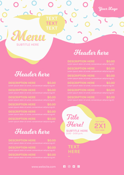 粉色风格价目表PSD模板