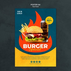 超级汉堡美食宣传活动海报