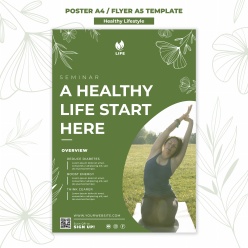 健康生活PSD瑜伽运动海报