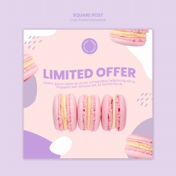 马卡龙甜品方形宣传海报