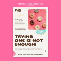 甜甜圈店平面宣传海报模板