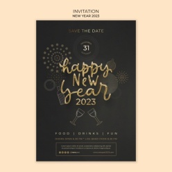 2023黑金新年派对邀请海报
