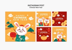 中国新年卡通方形海报设计