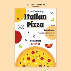 意大利披萨手绘海报模板